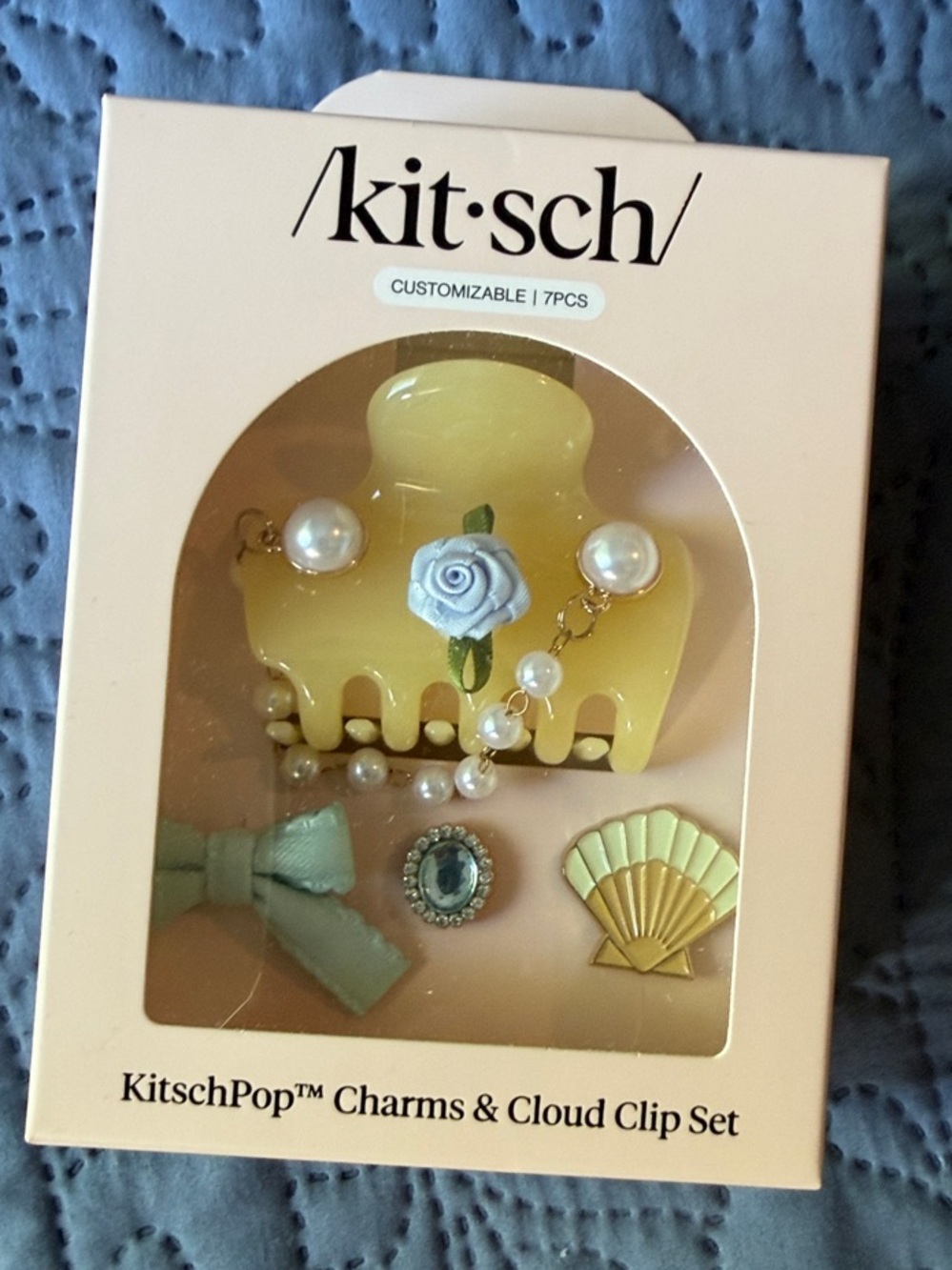 KitschPop™ Coastal Cottage Cloud Clip Set in Butter Yellow Customizable NWT